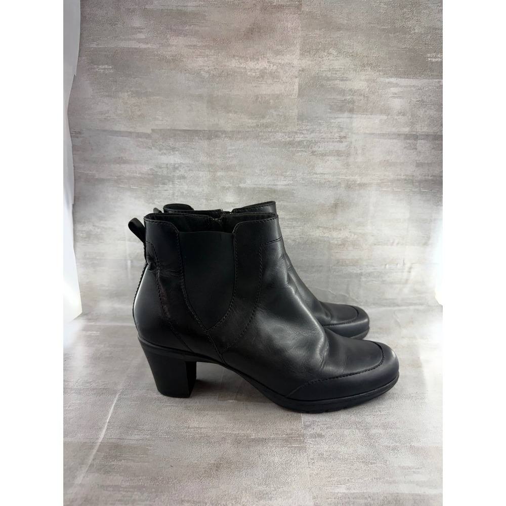 Clarks Women Black Leather Square Toe Block Heel Ankle Boots 80486 Size 12M - Picture 7 of 10